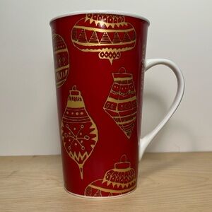 STARBUCKS -  Red and Gold Christmas Ornament Design Tall Tea/ Coffee